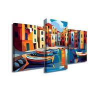 Tableau Triptyque Mural Paysage - Décoration Murale 3 Pièces - Cadre Triptyque Paysage - Tableau Bord De Mer - Impression Sur Toile Trois Parties - Affiche Moderne Ville (60x40cm +2x 40x30cm)