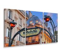 Tableau triptyque urbain metro et façades parisiennes - 90x60 cm