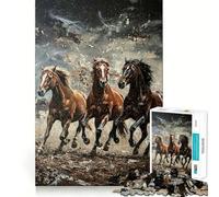 Tableau Trois Chevaux au Galop Puzzle de 1000 pièces pour Adolescents Jeu cognitif et ludique Assemblage Facile Pièce d'art 50x75cm