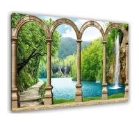 Tableau Trompe Oeil - HXA DECO - Cascade romantique - 80x50 cm - Impression Haute Définition - Marron