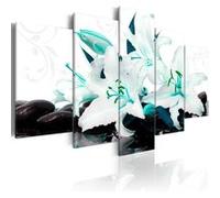 Tableau Turquoise lilies and stones-Taille L 200 x H 100 cm Imprimé G