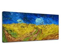Tableau Van Gogh Champ de blé avec vol de corbeaux - Vincent Van Gogh - impression sur toile avec ou sans cadre (CADRE AVEC CADRE EN BOIS CM 90X43)