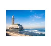 Tableau Ville de Nuit Impression sur Toile,Peinture de paysage de Casablanca,Photo sur toile Tableaux D'Arts Modernes Murale Chambre Salle75x50cm(30x20in) Sans cadre