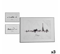 Tableau Ville Noir Blanc Panneau de particules (81,5 x 3 x 121 cm) (3 pièces)