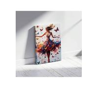 Tableau vintage sur toile représentant une danseuse de ballet et des papillons, pour la chambre, le salon ou le bureau à domicile - Décoration intérieure esthétique (70 x 100 cm / cadre intérieur)