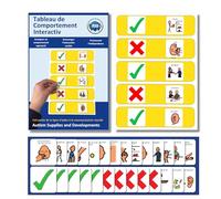 Tableau Visuel Comportement Interactif Autisme - Support Visuel Enseigne Attentes Comportementales Enfants - 23 Pictogrammes - Maternelle/TSA/TDAH