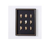 Tableau vitrine à huîtres coloris noir, doré avec cadre en bois - Longueur 80 x Profondeur 5 x Hauteur 60 cm