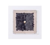 Tableau vitrine, avec plume et pierre de cristal avec cadre en bois coloris blanc - Longueur 60 x Profondeur 5 x Hauteur 60 cm