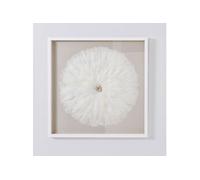 Tableau vitrine,avec plume et pierre de cristal avec cadre en bois coloris blanc - Longueur 80 x Profondeur 5 x Hauteur 80 cm