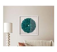 Tableau vitrine,avec plume et pierre de cristal coloris blanc, bleu avec cadre en bois coloris blanc - Longueur 80 x Profondeur 5 x Hauteur 80 cm G