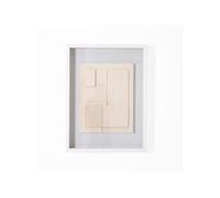 Tableau vitrine, sculpté en bois beige avec cadre blanc - Longueur 80 x Profondeur 5 x Hauteur 60 cm