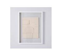 Tableau vitrine, sculpté en bois beige avec cadre coloris blanc - Longueur 80 x Profondeur 5 x Hauteur 60 cm