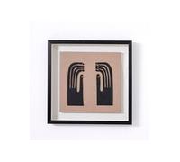 Tableau vitrine, sculpté en bois beige et noir et cadre noir - Longueur 60 x Profondeur 5 x Hauteur 60 cm