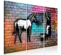 Tableau - Washing Zebra - Colourful Brick (3 Parts) - 90x60 Artgeist (10451) G