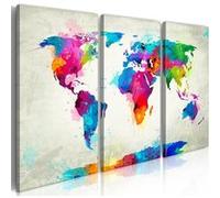 Tableau World Map: An Explosion of Colors-Taille L 60 x H 40 cm Imprimé G