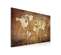Tableau World Map: Brown Texture-Taille L 120 x H 80 cm Imprimé