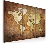 Tableau World Map: Brown Texture-Taille L 120 x H 80 cm Imprimé
