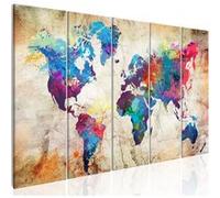 Tableau - World Map: Colourful Ink Blots - 225x90 Artgeist (10854)