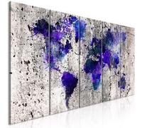 Tableau World Map: Ink Blots (5 Parts) Narrow-Taille L 200 x H 80 cm Imprimé