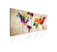 Tableau World Map: Painted World-Taille L 200 x H 80 cm