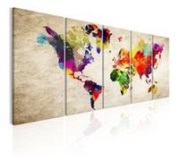 Tableau World Map: Painted World-Taille L 225 x H 90 cm