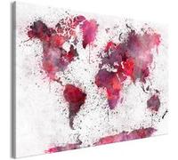 Tableau - World Map: Red Watercolors (1 Part) Wide - 90x60 Artgeist (10916) G