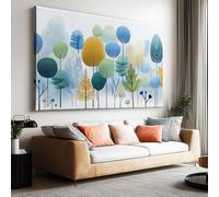 Tableau XXL 120L x 60l cm Impression sur Toile Abstrait Forêt Arbres Blocs Couleur Rayures, Peinture Murale Encadrée Contemporain pour Salon Chambre à Coucher - Décoration Artistique Prête à Accrocher