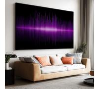 Tableau XXL 120L x 80l cm Impression sur Toile Moderne Sci Fi Violet Notes Rayures, Peinture Murale Moderne Encadrée Minimaliste pour Salon Chambre à Coucher - Décoration Artistique Prête à Accrocher