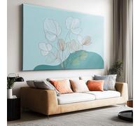 Tableau XXL 40L x 30l cm Impression sur Toile Abstrait Plantes Soleil Blocs de Couleur, Peinture Murale Moderne Encadrée Bohème pour Salon Chambre à Coucher - Décoration Artistique Prête à Accrocher