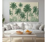 Tableau XXL 40L x 30l cm Impression sur Toile Campagne Vintage Plantes Palmier, Peinture Murale Moderne Encadrée Crème pour Salon et Chambre à Coucher - Décoration Artistique Prête à Accrocher