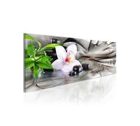 Tableau "Zen Composition : Bamboo, Orchid & Stones" 40 x 120 cm Multicolore G