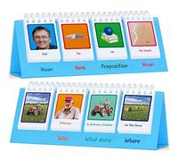 Tableaux à Feuilleter pour Phrases, 80 Cartes Recto Verso avec 40 Phrases, Apprendre Les Parties du Discours Qui/Quoi/Où, Construction de Phrases, Outil Pédagogique Autoportant pour la Maternelle