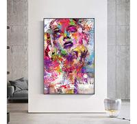 Tableaux Abstraits Femme Visage Graffiti Street Art Peinture sur Toile Affiches et Impressions Pop Art Mural pour Salon Décor 90x130cm(35x51in) Cadre Intérieur