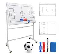 Tableaux blancs d'entraînement double face sur roulettes, tableau tactique réversible à 360° pour basketball et football avec marqueurs et effaceur, tableau effaçable à sec pour stratégie(Soccer)