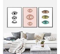 Tableaux-Chambre Toile, Boho Style mur Art Toile Peinture Ligne Mauvais Œil Dessin Bohème mur Toile Abstraite Affiches Impressions Photos Salon Décor 40x50cmx3 Sans Cadre