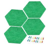 Tableaux D'Affichage En Feutre Lot de 4 panneaux hexagonaux en feutre auto-adhésifs, tableau mémo, d'affichage, carreaux décoratifs muraux, avec punaises(Green 9mm)