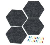 Tableaux D'Affichage En Feutre Lot de 4 panneaux hexagonaux en feutre auto-adhésifs, tableau mémo, d'affichage, carreaux décoratifs muraux, avec punaises(Dark Gray 9mm)