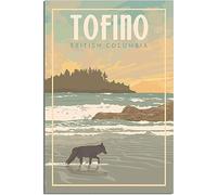 Tableaux décoratifs Affiche de voyage vintage Tofino Wolf Seaside Peintures décoratives Art mural Peinture murale Toile Sans cadre 60x90cm