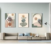 Tableaux décoratifs bohèmes modernes de plantes esthétiques - Paysage naturel plage - Art abstrait - Ensemble de posters bohèmes sans cadre (40 x 60 cm, 3 pièces, poster 06)