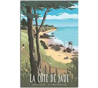 Tableaux décoratifs Côte De Jade plage côte Atlantique Vintage affiche de voyage affiches sur le mur décor Art Mural décoration de la maison Sans cadre 60x90cm