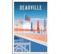 Tableaux décoratifs Deauville Normandie Vintage Voyage Affiche Toile Mur Affiches Peinture Peintures Décoratives Sans cadre 60x90cm