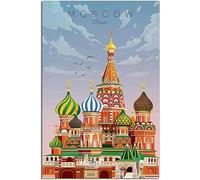 Tableaux décoratifs Russie moscou église de Blareno Vintage voyage affiche toile décoration murale décoration de la maison affiche chambre Art Sans cadre 60x90cm