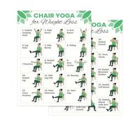 Tableaux d'exercice de yoga - Poster de fitness en 2 parties - Guide d'entraînement portable de 30 jours pour la mobilité des chaises - Flexibilité légère - Durable, parfait pour les personnes âgées