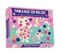 Tableaux En Relief, Pompons, Strass Et Mosaïques - Coffret Avec 3 Planches De Gommettes, 40 Pompons, 20 Strass Et 5 Tableaux À Décorer