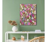 Tableaux Muraux Fleurs Printanières - 70x100cm - Peinture Décoration - Posters Arts Mural Motif Prairies De Fleurs Sauvages Rose Vert, Convient pour Chambre à Coucher Salon Décor - Cadeau