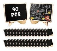 Tableaux Noir, 30 Pcs Ardoise Craie 10 * 7cm, Ardoise de Table Avec Supports de Base, Tableau de Craie Noire, Mini Panneau d'Affichagepour Vintage Mariage Bar Buffet Restaurant