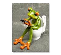 Tableaux Posters Et Arts DéCoratifs 30x40cm (sans cadre) Drôle de grenouille verte assise sur les toilettes toile peinture Peinture Art animal moderne Images pour salle de bain Hôtel Maison Décorati