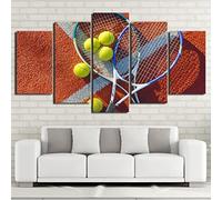 Tableaux Sur Toile 5 Pièces Vintage Tennis Art Mural Imprime Des Images Pour Chambre À Manger Cuisine Salle De Bain Photos Et Décoration D'Art Mural (Avec Cadre 100 X 50 Cm)-44317340110350