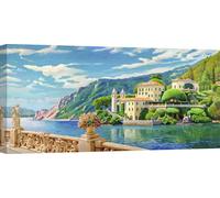 Tableaux sur toile - Adriano Galasso, Villa au bord du lac - 100x50 cm