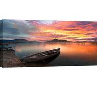 Tableaux sur toile, Coucher de soleil sur un lac, Ecosse - 120x60 cm